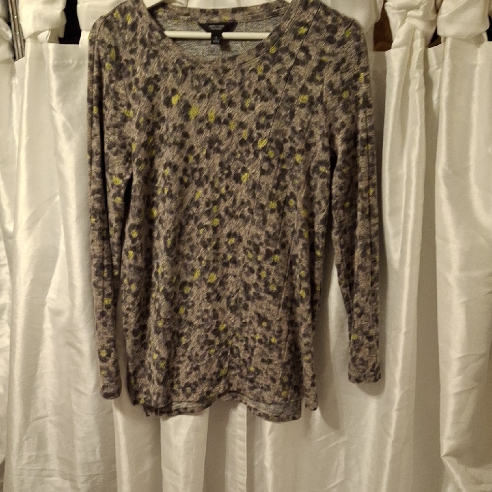Simply Vera Vera Wang Gray and Yellow Sweater S